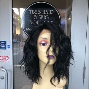 Wig lacefront swisslace wavy short bob wig